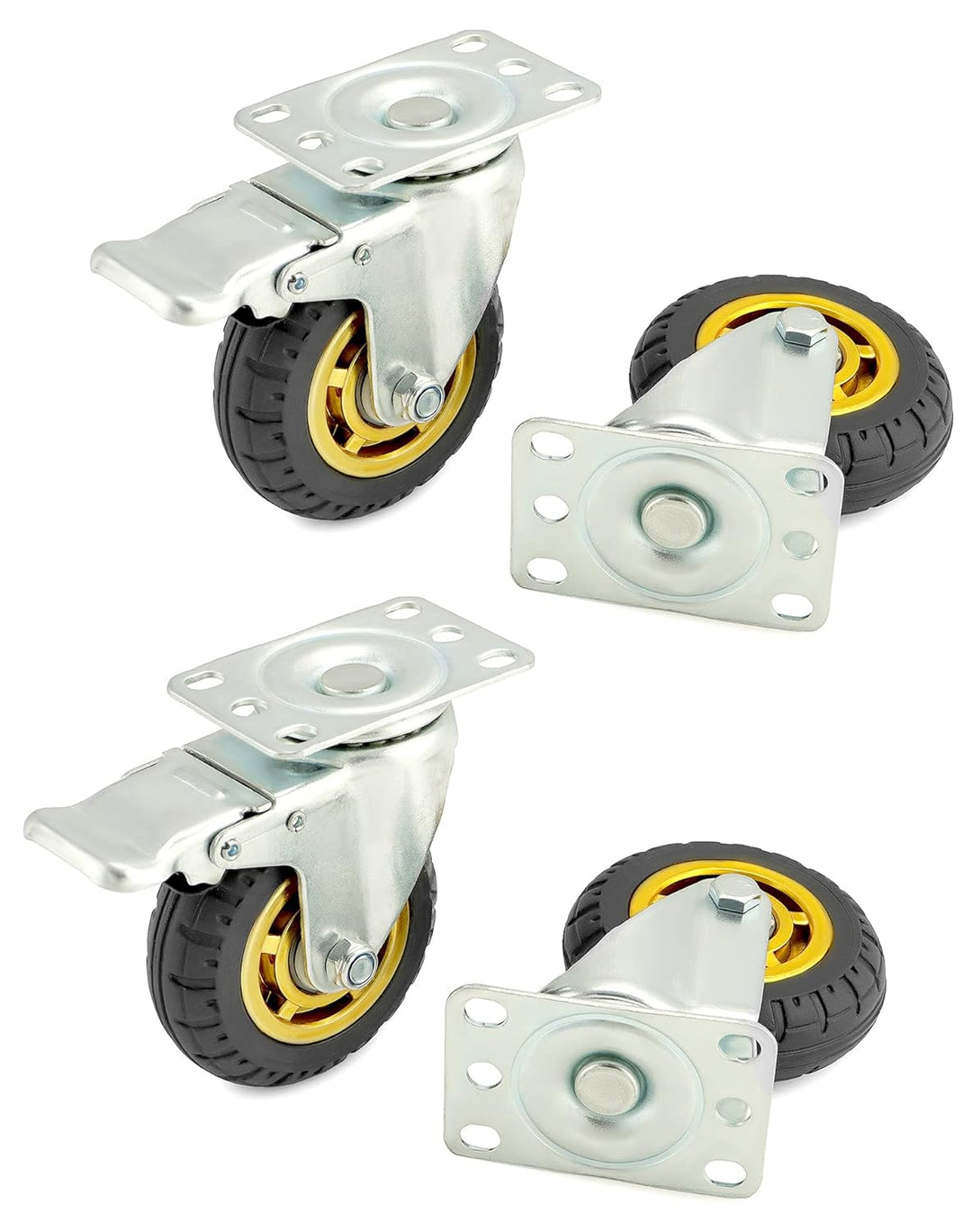 QWORK® 4 Stück 100mm schwerlastrollen - bis 70 kg pro rolle - stossdämpfung lenkrollen für möbeltran