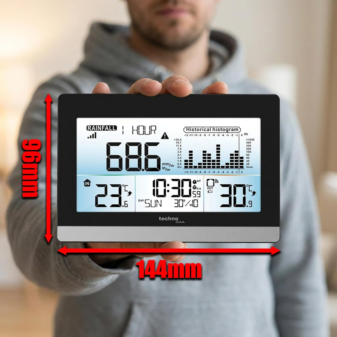 technoline WS9016 Regenmesser, Niederschlagsmesser, Regenmonitor, erfassen von Regenmenge, mit Innen