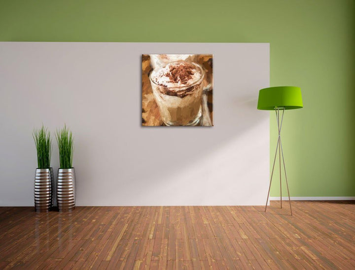 Leckerer Cappucino, Format: 70x70 auf Leinwand, XXL riesige Bilder fertig gerahmt mit Keilrahmen, Ku
