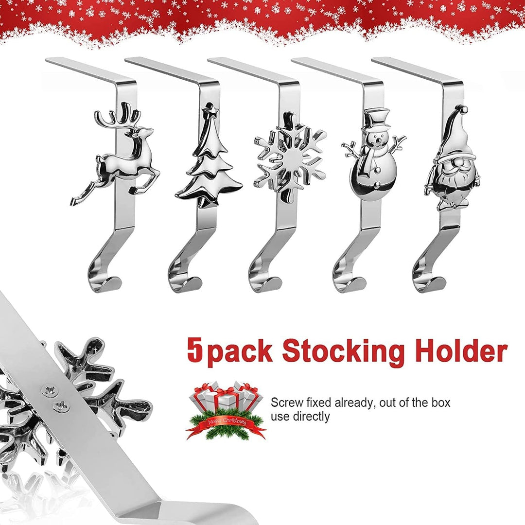 KAHEIGN 5Pcs Weihnachtsstrumpf Halter Metall Kamin Haken - Weihnachtsstrumpf Aufhänger Haken für Wei