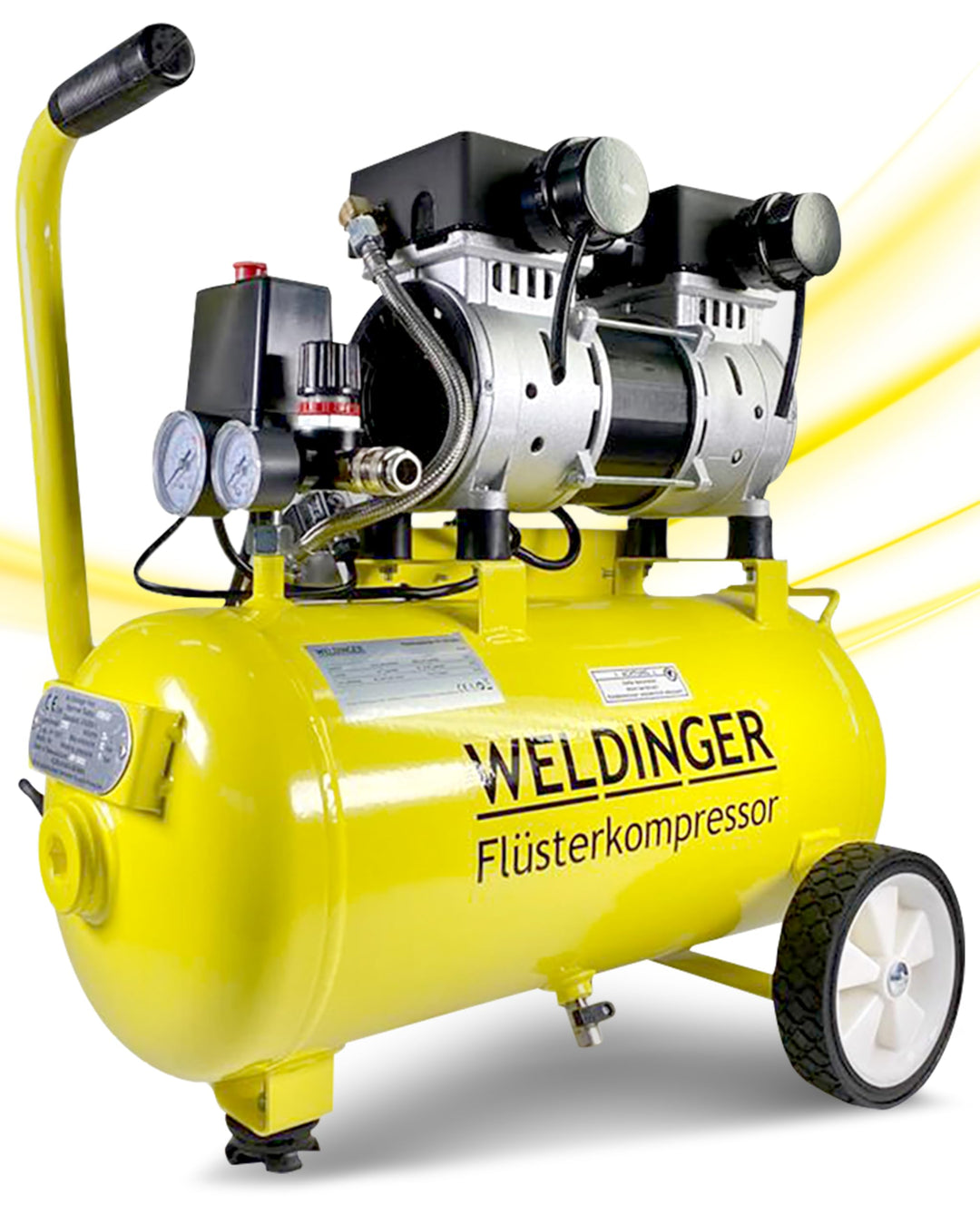WELDINGER Flüsterkompressor FK 120 turbo pro 1500 W Luftabgabe 150 l/min ölfrei innenbeschichteter T