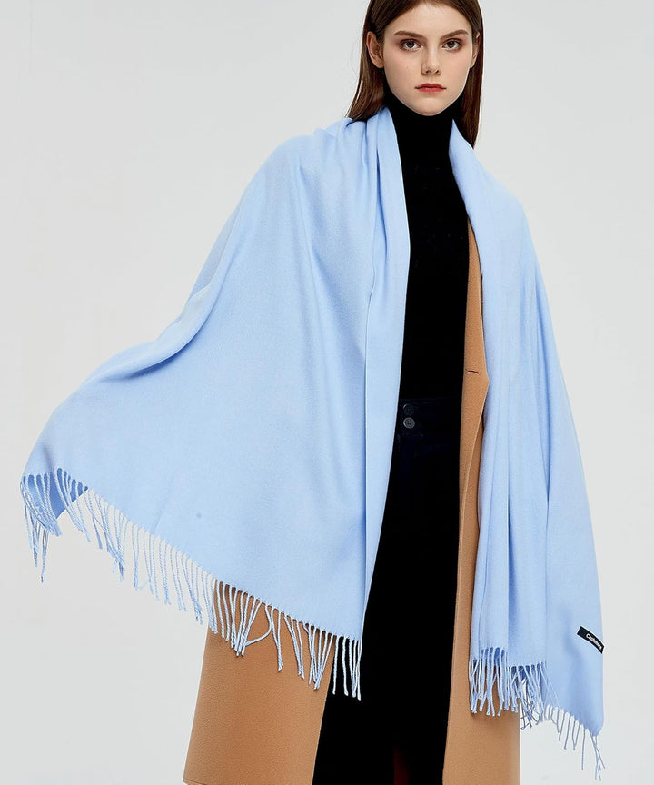 Pashmina Schals und Wraps Schals für Damen Hochzeit Party Winter Warme Lange Solid Color Himmelblau,