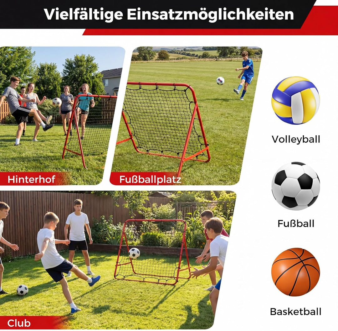 COSTWAY Rebounder für Fussball, 100 x 100 cm Rebound Netz faltbar mit verstellbaren Winkeln, Fussbal