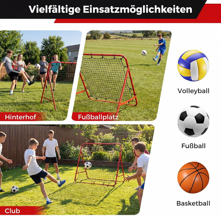 COSTWAY Rebounder für Fussball, 100 x 100 cm Rebound Netz faltbar mit verstellbaren Winkeln, Fussbal