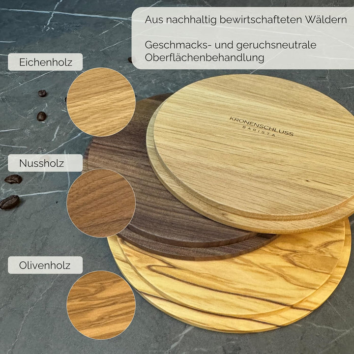 KRONENSCHLUSS Barista - Made in Germany Mühlendeckel | ECM | für 500g Bohnenbehälter | Nussholz, Nus