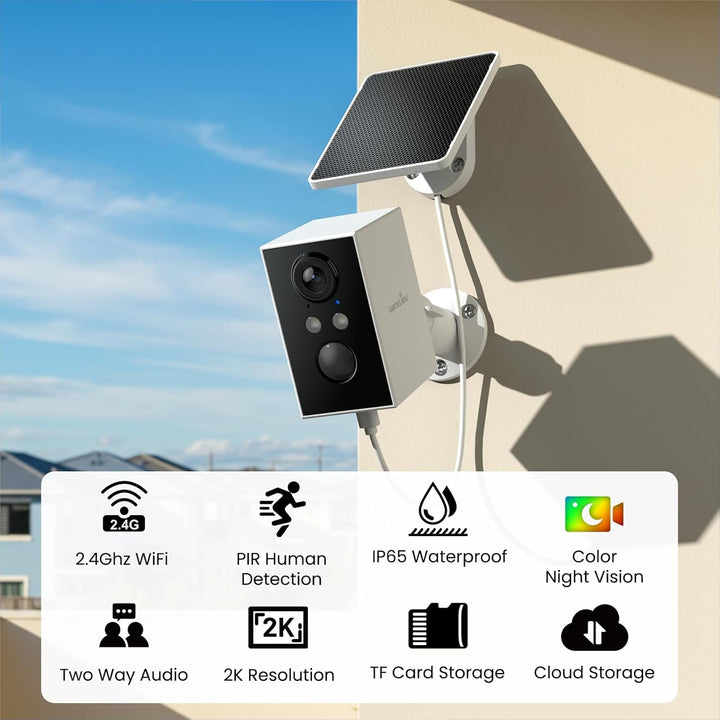 wansview Überwachungskamera Aussen Akku Solar - Kamera Überwachung Aussen Akku mit Farbnachtsicht, W