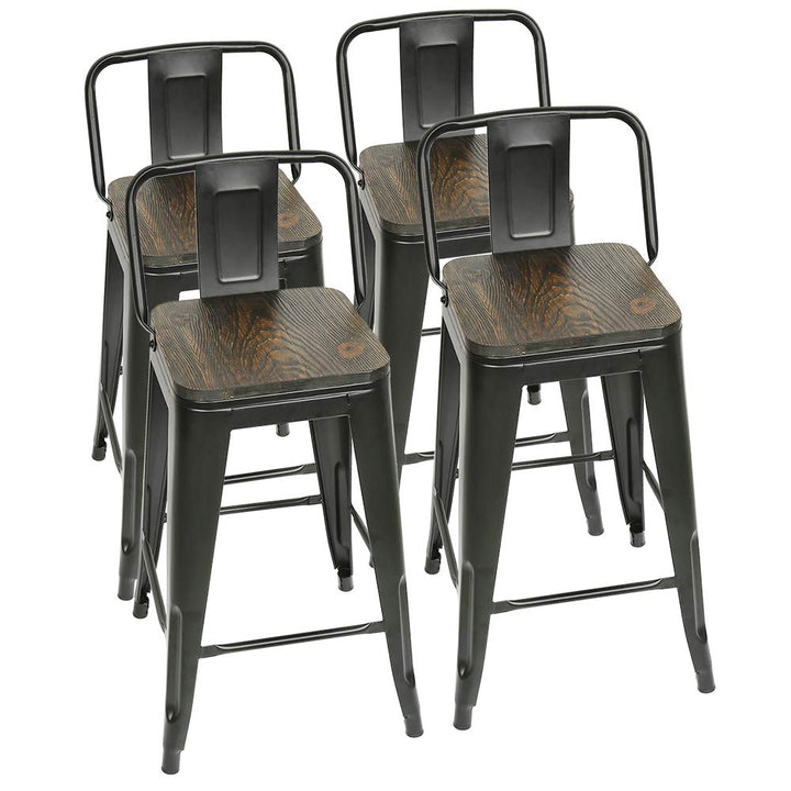WANZHE Barhocker, industriell, mit Rückenlehne, Fussstütze, Barhocker, hoch, stapelbar, Metall, mehr