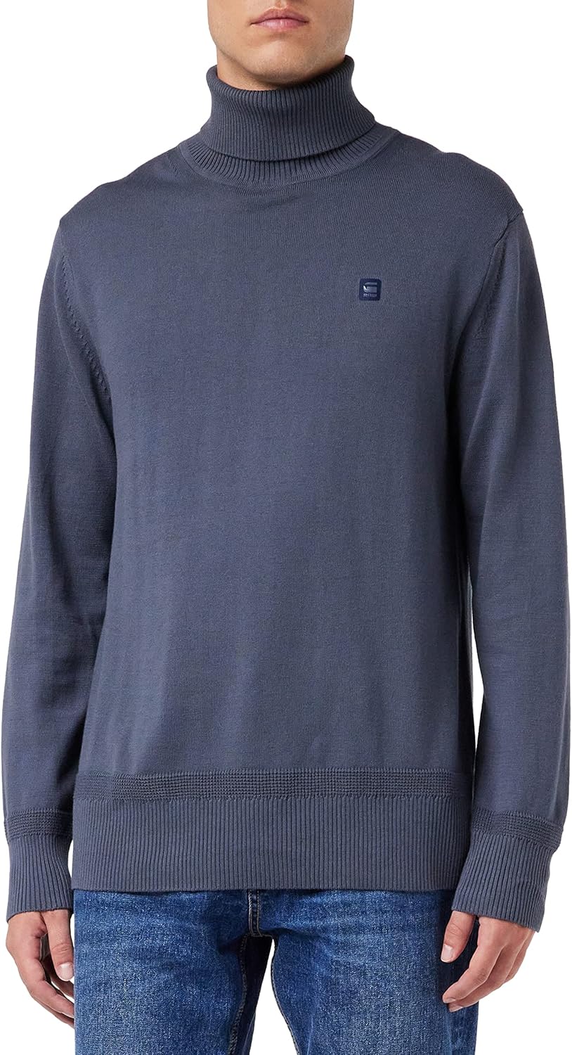 G-STAR RAW Herren Premium Core Turtle Knitted Pullover Knits L Blau (Fantem Blue D21933-c560-863), L