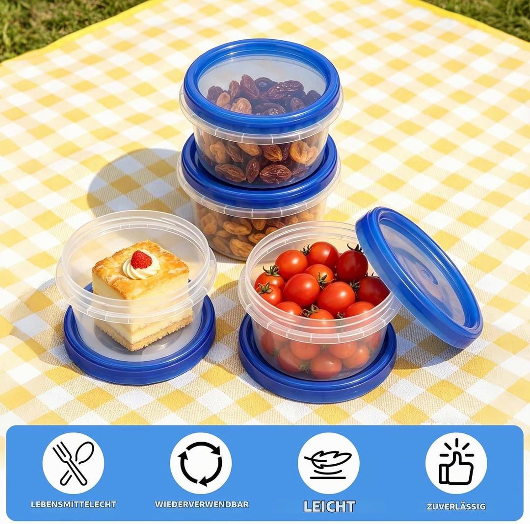 12 Stück Kleine Dosen mit Deckel Plastik,500ml Runde Kunststoff Portion Box Sets,Auslaufsichere Vorr
