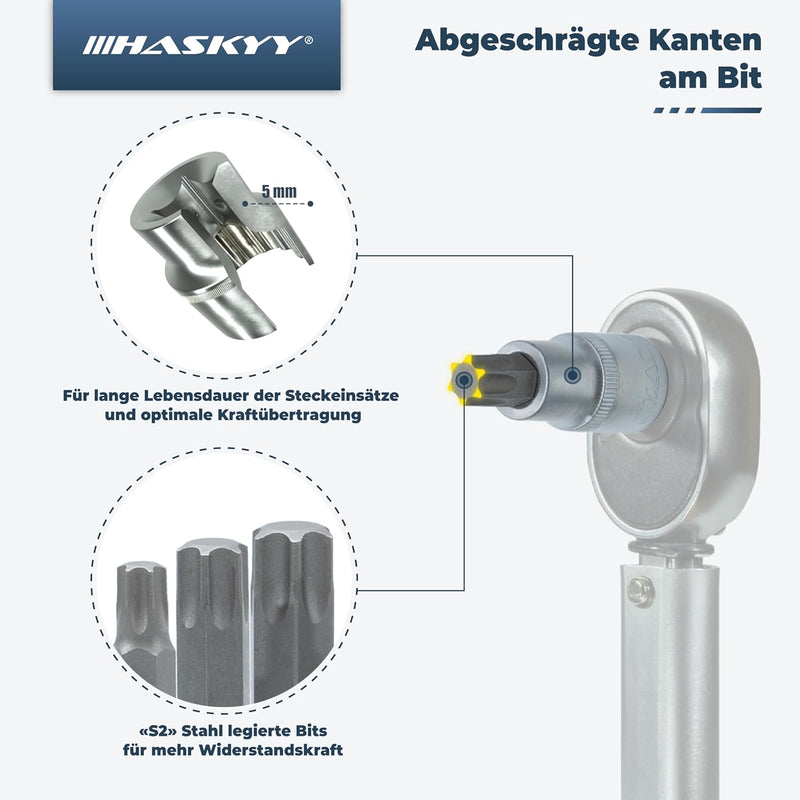 32 tlg Torx Steckschlüssel Satz T25 - T80 Innen Nüsse Bits Werkzeug Set Nuss