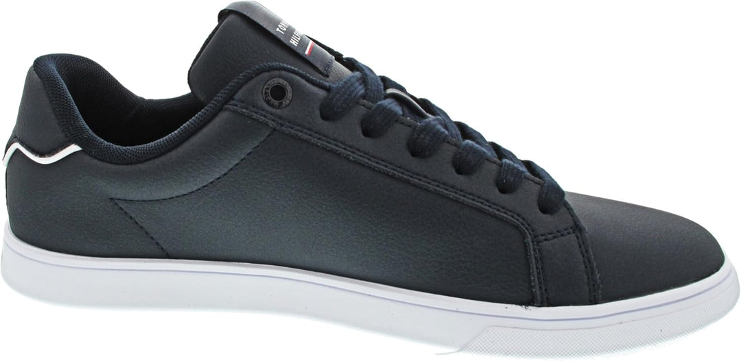Tommy Hilfiger Herren Cupsole Sneaker Corporate Leather Cup Stripes Schuhe, Weiss (White), 40 EU, Bl