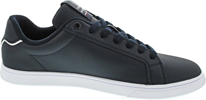 Tommy Hilfiger Herren Cupsole Sneaker Corporate Leather Cup Stripes Schuhe, Weiss (White), 40 EU, Bl