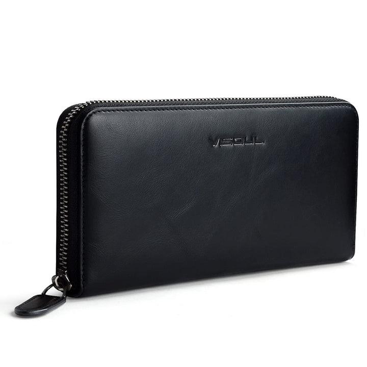 VISOUL Premium Brieftasche Echtleder/Italienisches Leder mit RFID-Schutz, XXL Geldbörse Schwarz L02,