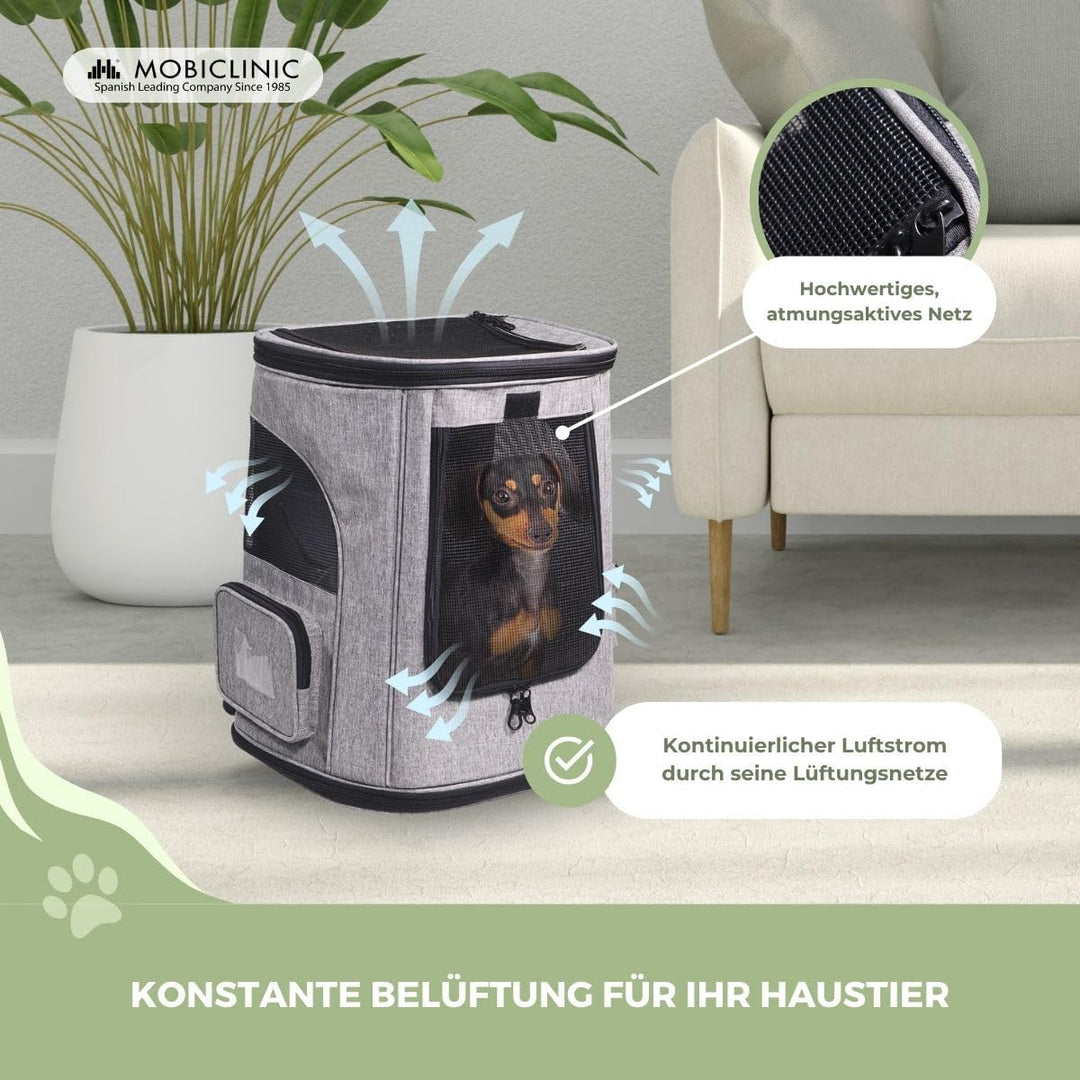 Mobiclinic® Pets, Haustier Rucksack, Thor, Faltbar, Mesh-Fenster, Zubehörtaschen, Multi-zugang, Dopp