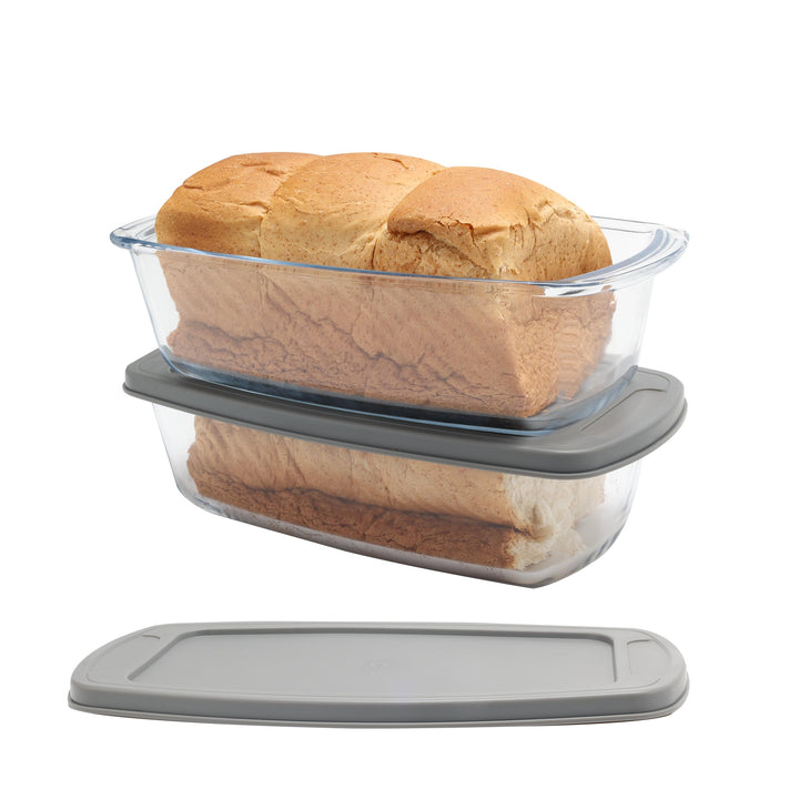 2er-Pack 1,8 l Glas Brotbackform mit Deckel – Brotform zum Backen von Brot, ofen-, spülmaschinen-, k