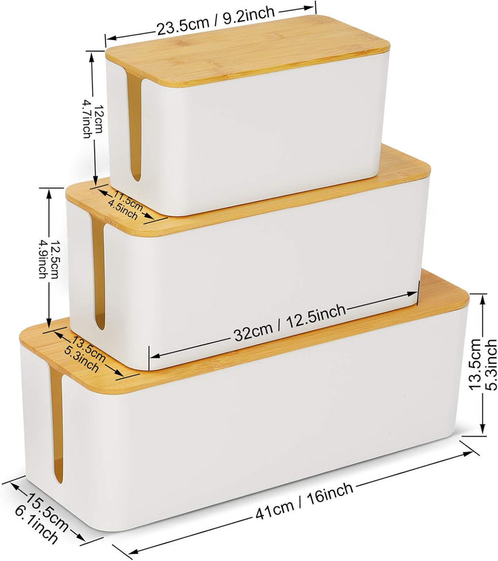 3 Stück Kabelbox, Kabelmanagement Box zum Verstecken und verbergen Sie Steckdosenleisten und Kabel,