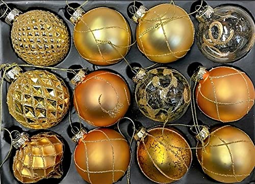 MC-Trend 12er Set edle Luxus Glas Weihnachtskugeln Ø 6cm Weihnachtsbaum Kugeln Christbaumkugeln Weih