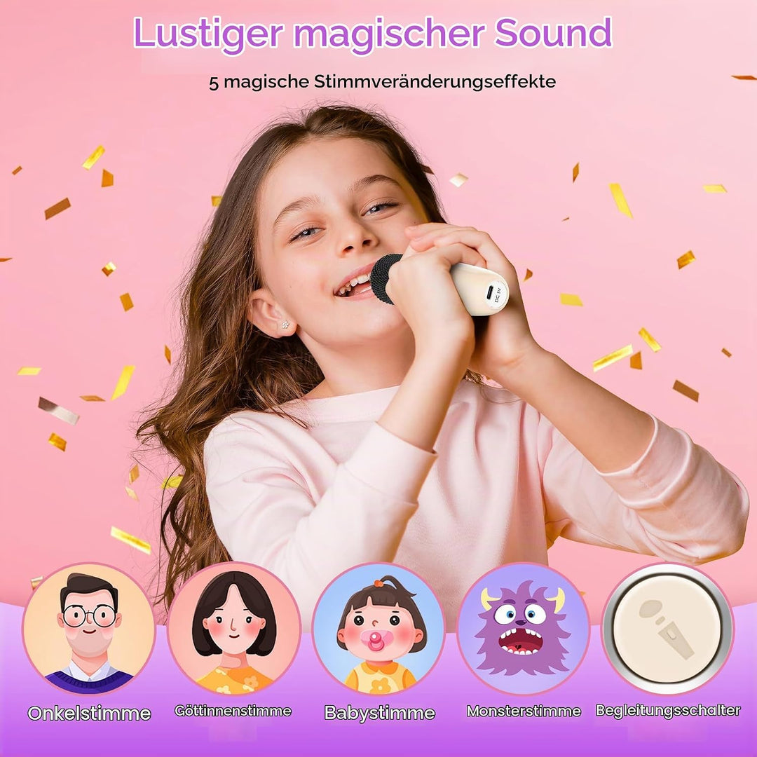 Karaoke Maschine mit 2 Mikrofonen, Geburtstag Geschenk für Kinder ab 3 Jahre, Karaoke Maschine Kinde