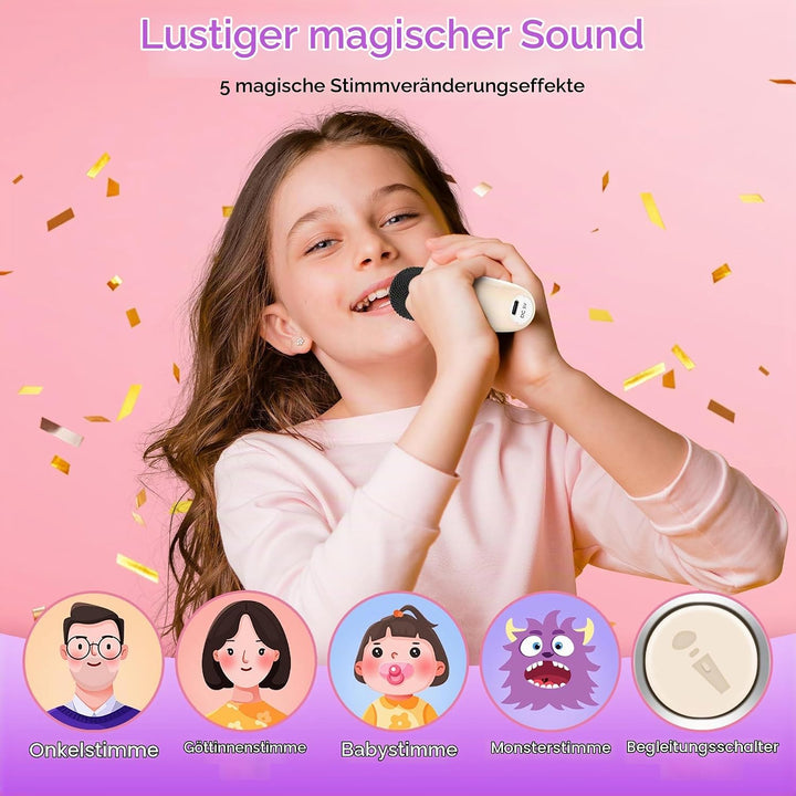 Karaoke Maschine mit 2 Mikrofonen, Geburtstag Geschenk für Kinder ab 3 Jahre, Karaoke Maschine Kinde