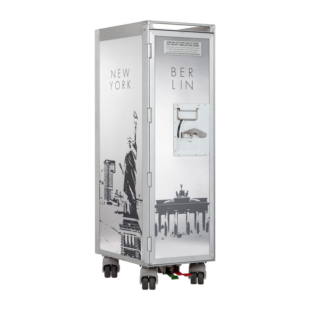 Flugzeugtrolley 4Destinations Anthrazit-Metallic, Gebrauchtes Original aus der Luftfahrt - ausgemust