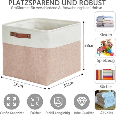 Mangata Stoff-Aufbewahrungsboxen 33 x 38 x 33 cm, 3 Würfel-Aufbewahrungskorb für Kallax-Regale, Schr