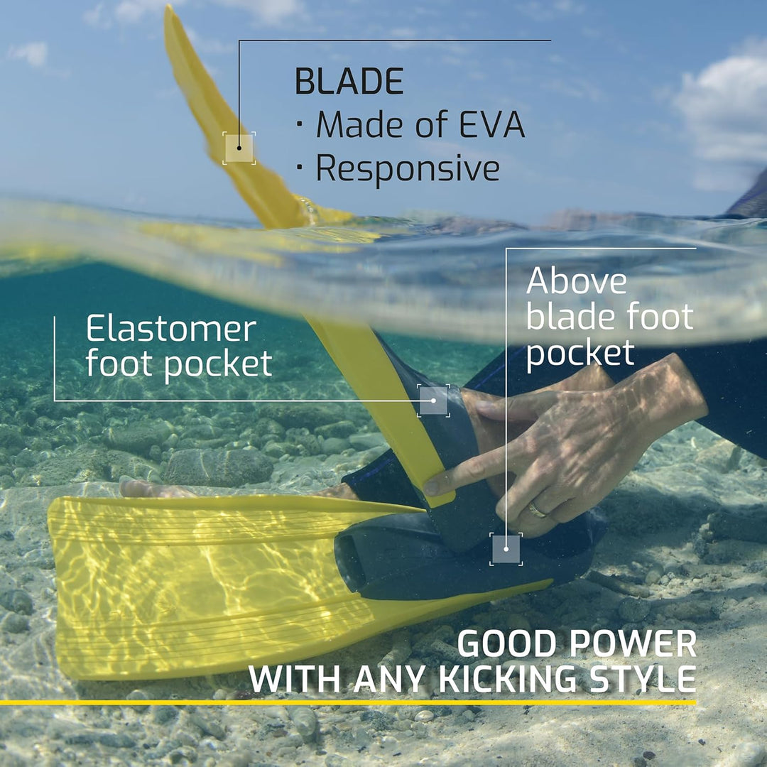 Cressi Clio zum Flossen Schwimmen, Apnoe und Schnorcheln 41/42 Gelb, 41/42 Gelb