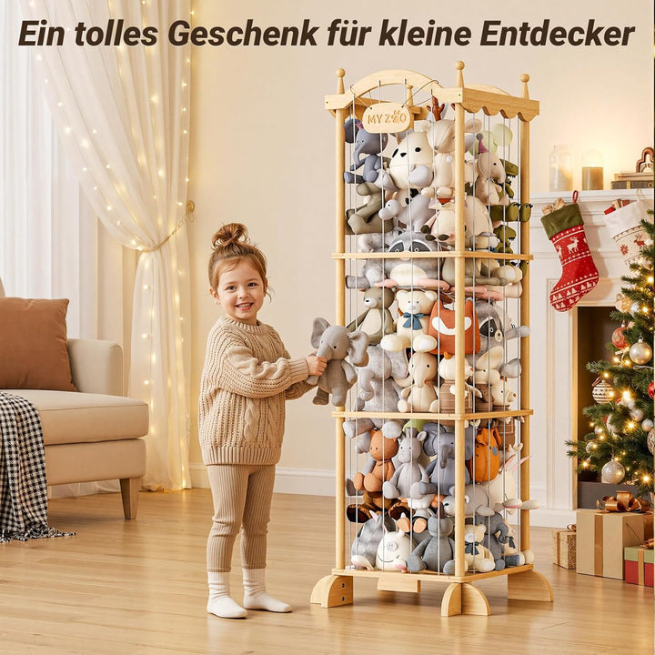 COSYLAND Holz Kuscheltier Aufbewahrung - Stofftier Aufbewahrung -Plüschtier Aufbewahrung für Kinderz