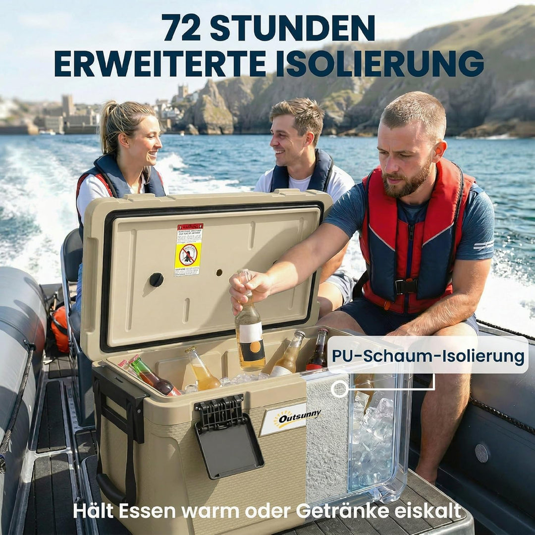 Outsunny Kühlbox 42,6L Grosse Passive Thermobox bis zu 72 Std. Kühlung, mit PU-Vollschaumisolierung