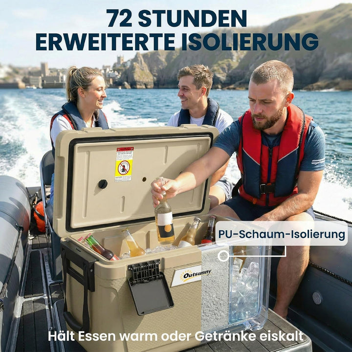 Outsunny Kühlbox 42,6L Grosse Passive Thermobox bis zu 72 Std. Kühlung, mit PU-Vollschaumisolierung