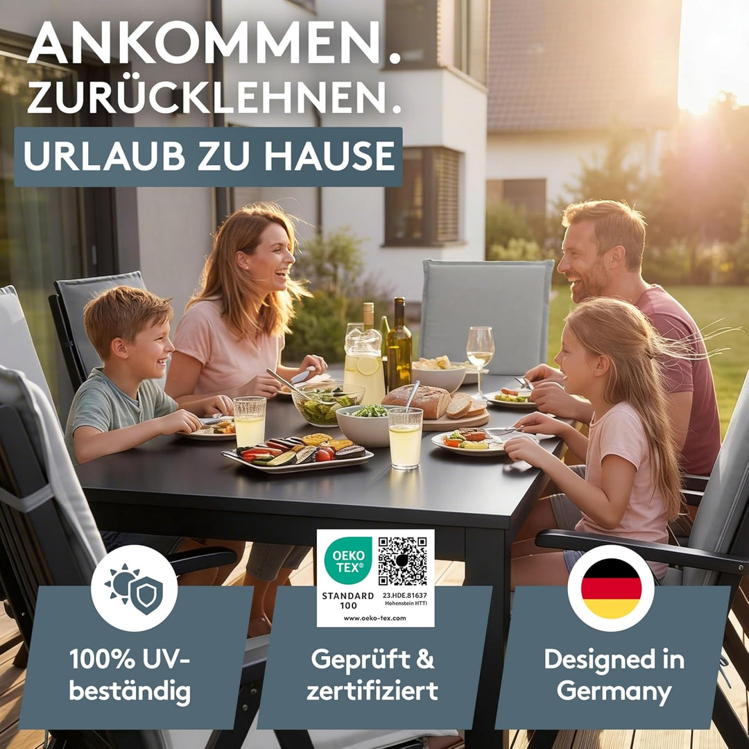LILENO HOME Gartenstuhl Auflagen [2er Set - Hochlehner] in Grau - Bequeme Liegen als Sitzauflagen fü