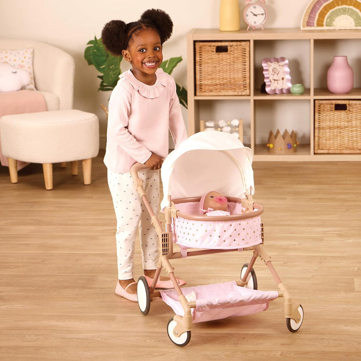 LullaBaby – Kinderwagen Puppenwagen Zwillinge für 36 cm Baby Puppen – Puppenbuggy mit faltbarem Dach