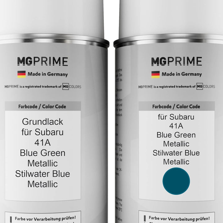 MG PRIME Autolack Sprühdosen Set für Subaru 41A Blue Green Metallic/Stilwater Blue Metallic Grundlac