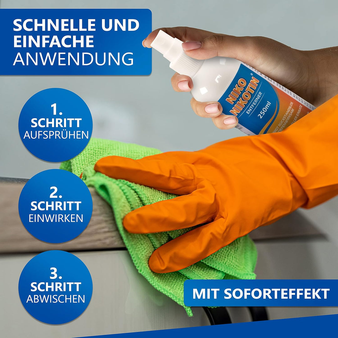 NIKO Nikotin® [2x500ml]: Leistungsstarker Nikotinentferner & Kunststoffreiniger in Sprühflasche. Wir