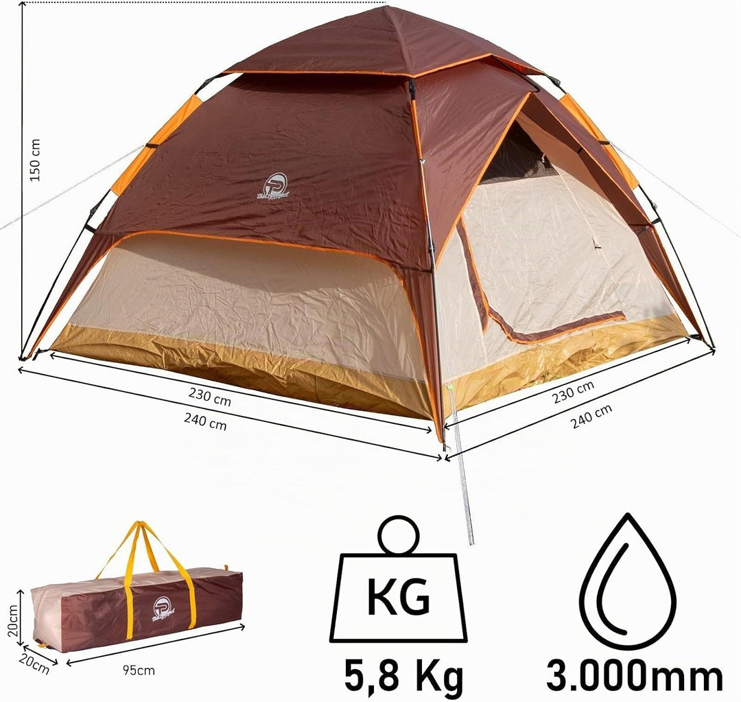 Automatik- Campingzelt Pop-Up Zelt 3-4 Personen 2 in 1 Campingzelt und Pavillon/Sonnenschutz – doppe
