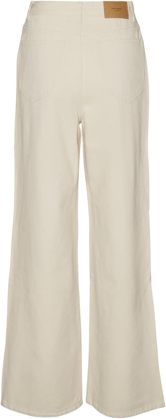 VERO MODA Damen Vmkathy SHR Wide Wave Ecru Jeans Hose 27W / 30L Ecru, 27W / 30L Ecru
