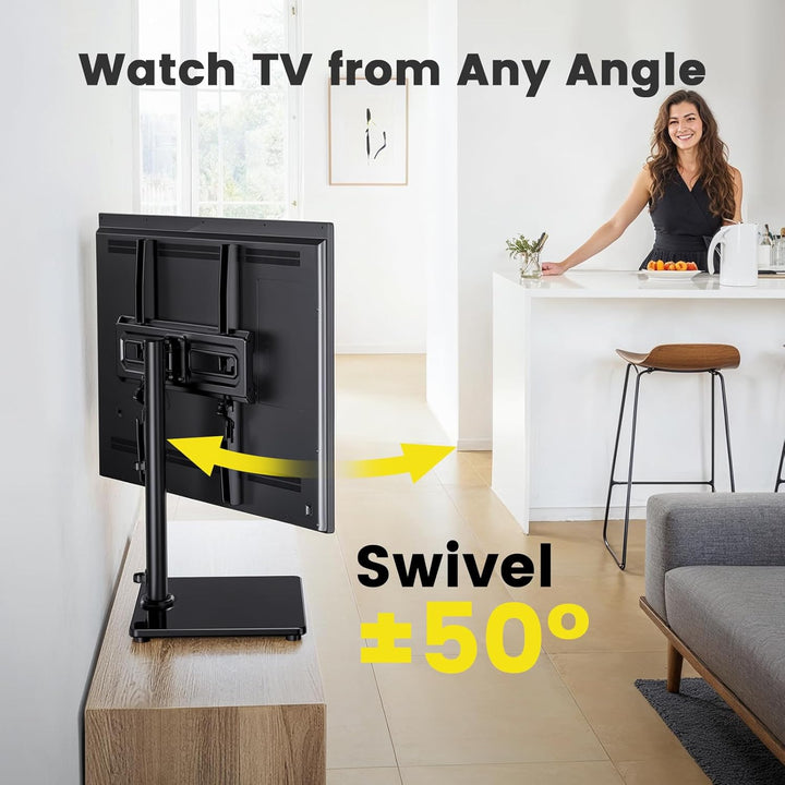 TV Ständer Schwenkbarer, Universal TV Standfuss für 32-60 Zoll LED LCD Flach & Curved Fernseher bis