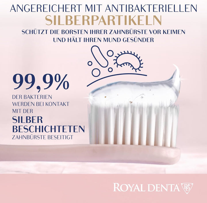 Royal Denta Silver Super Soft Zahnbürsten 4-Pack - Extra weiche Borsten für empfindliche Zähne &amp; Zah