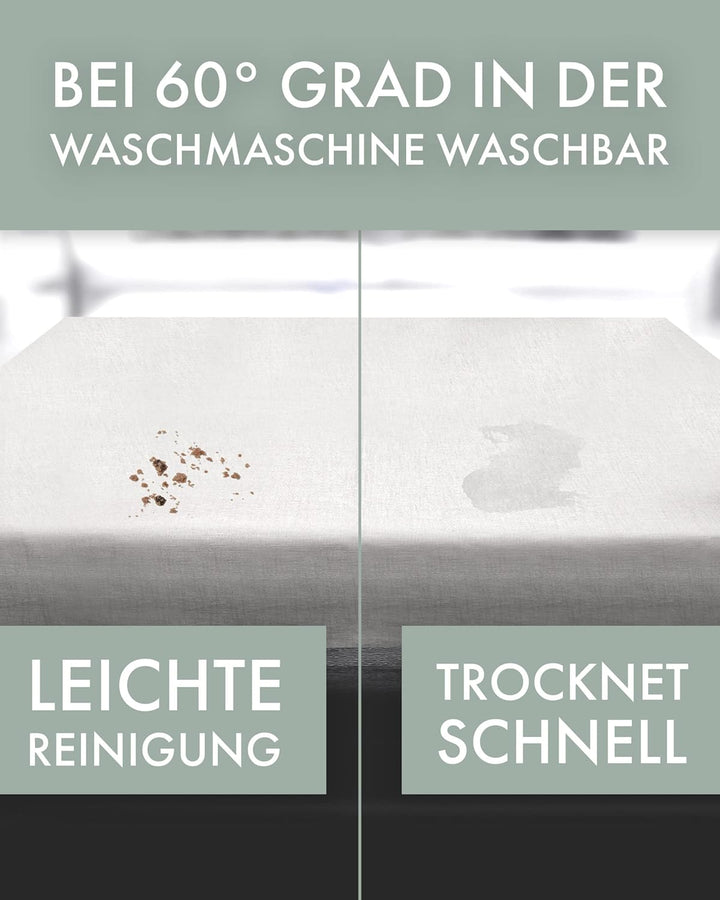 Farnberg Premium Tischdecke aus Leinen - Stofftischdecke für Küchentisch, Esstisch - Fleckschutz Tis