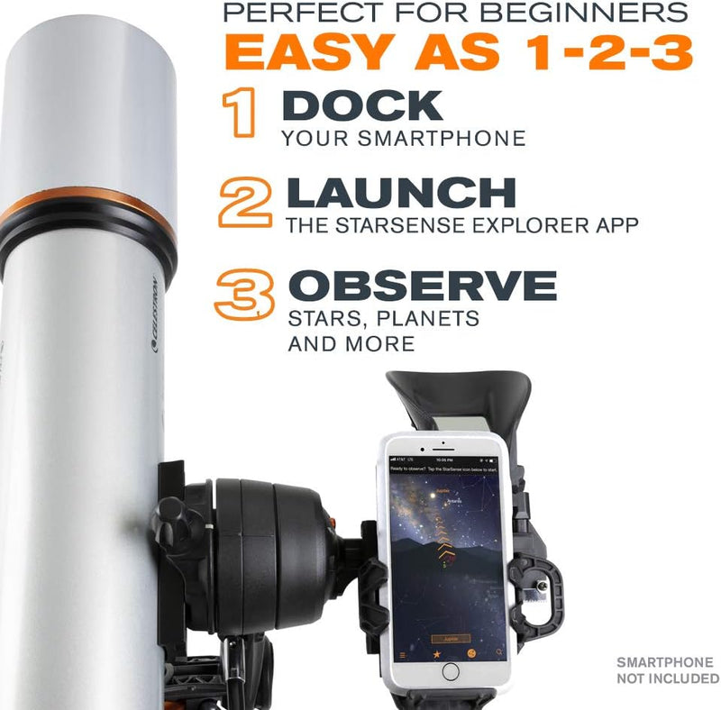 Celestron 22460 StarSense Explorer DX 102AZ Smartphone App-fähiges Refraktor-Teleskop, kompatibel mi