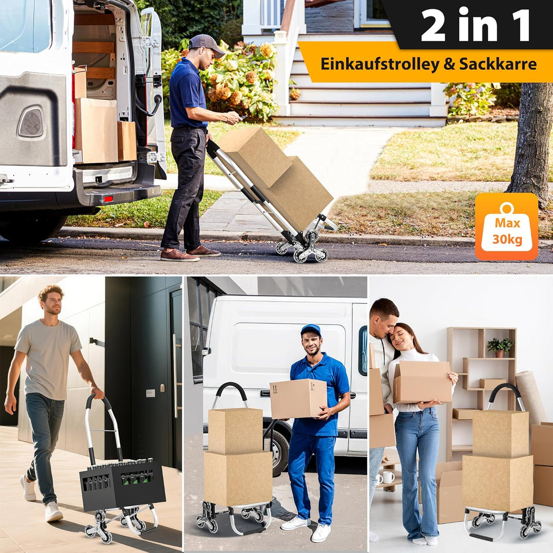 50Liter Einkaufstrolley Treppensteiger & Thermotasche Kühlfach, Shopping Trolley mit Treppenläufer,
