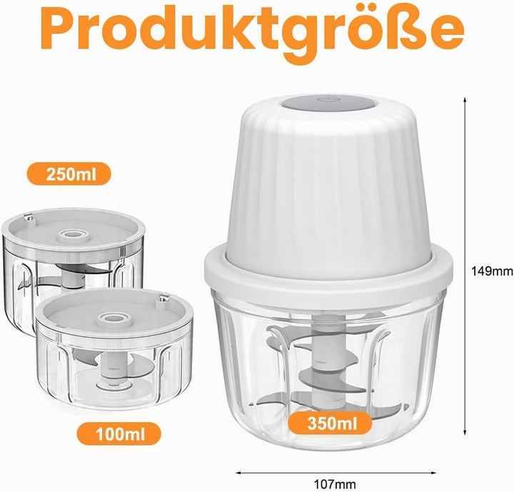 CEWROM Zwiebel Zerkleinerer Elektrisch, 100+250+350ml Elektrischer Küchenzerkleinerer, USB-Zwiebelsc