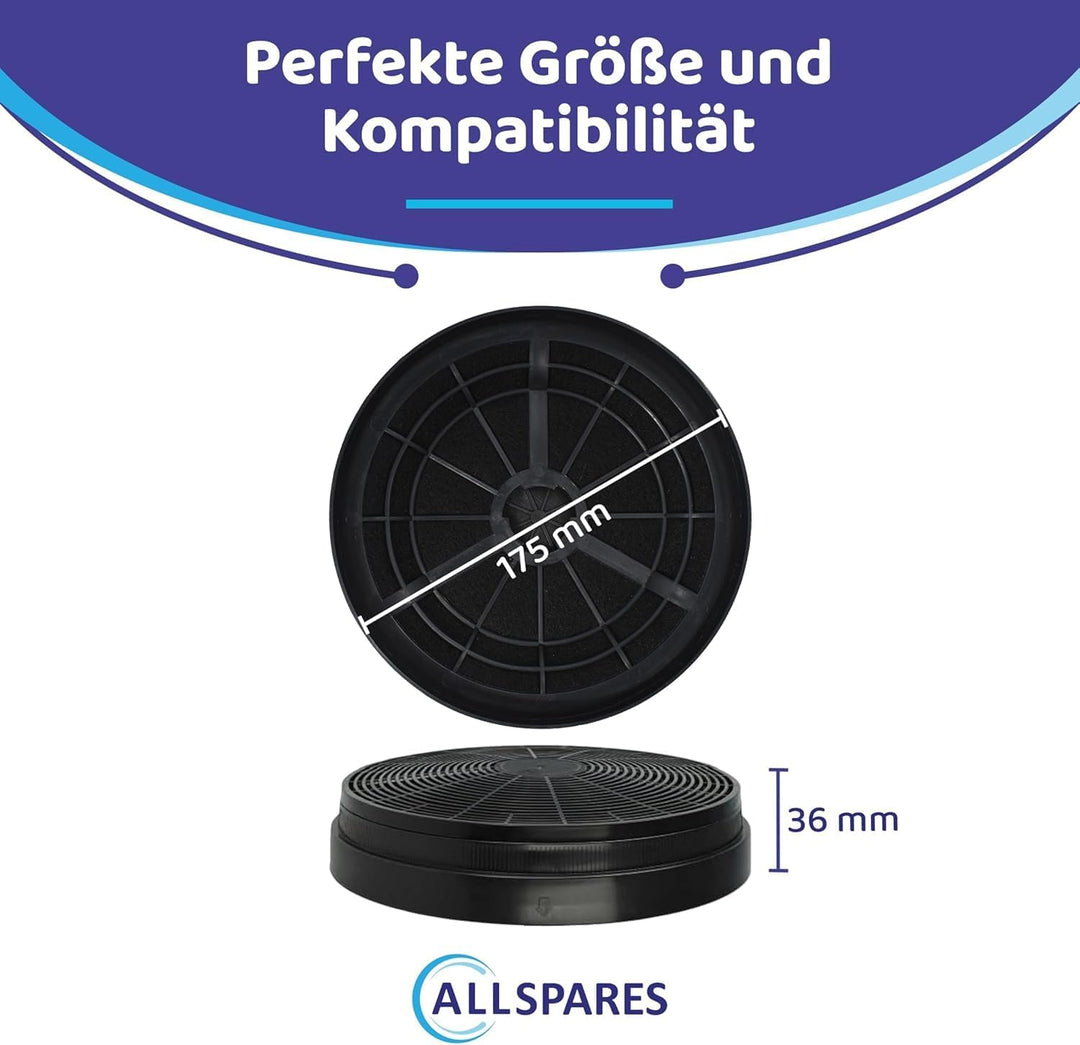 AllSpares Aktivkohlefilter (x4) für Dunstabzugshauben geeignet für Bomann KF561, PKM CF110 und Respe