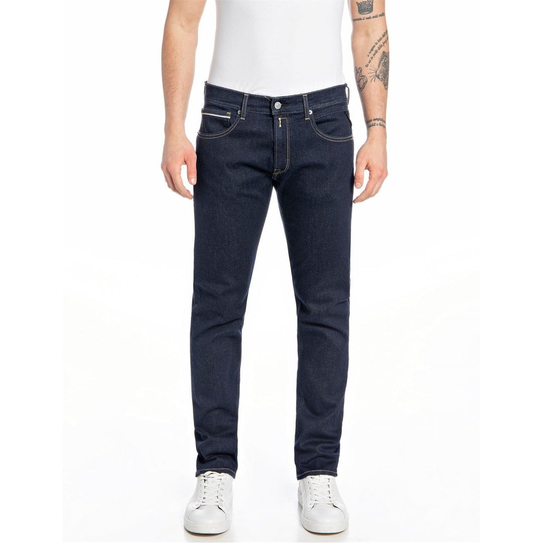 Replay Herren Jeans Anbass Slim-Fit mit Power Stretch 28W / 34L Dark Blue 007-3, 28W / 34L Dark Blue