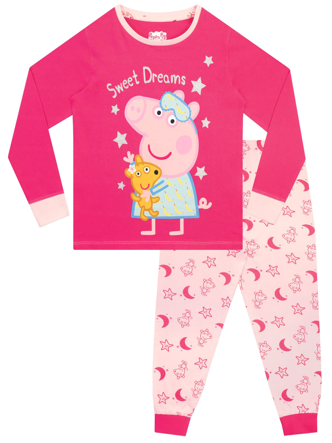 Peppa Wutz Schlafanzug | 100% Baumwolle Schlafanzüge für Mädchen | Langarm Pyjama Kinder 110 Mehrfar