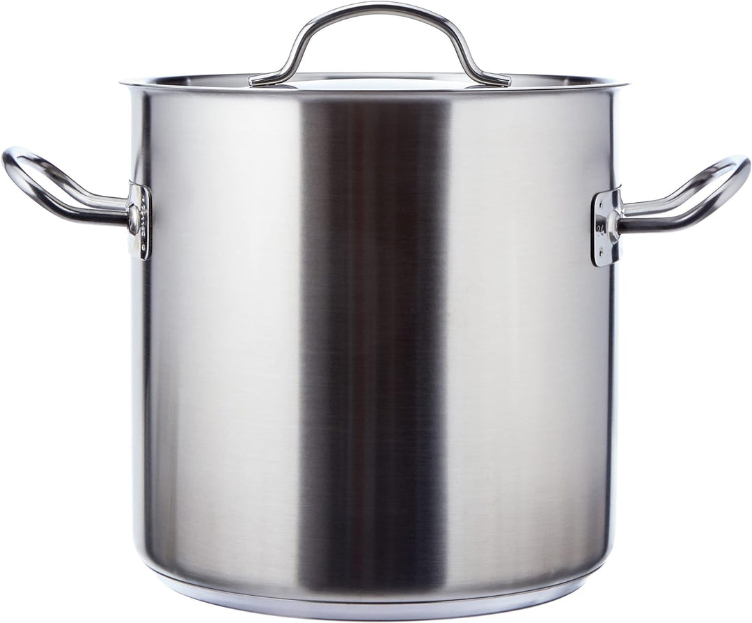 Lacor 50124 Hoher Suppentopf mit Deckel 24 cm Silber