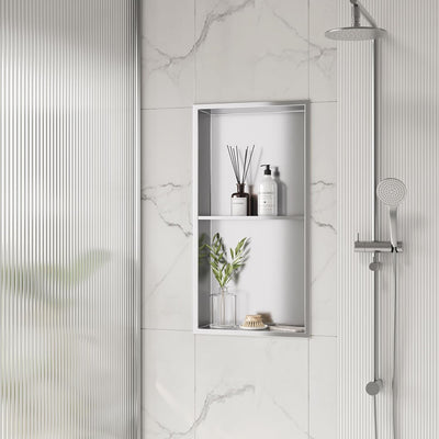 Neodrain Wandnische Dusche Edelstahl Duschnische Doppelregal für Badezimmer 60 x 30 cm, Doppelschich