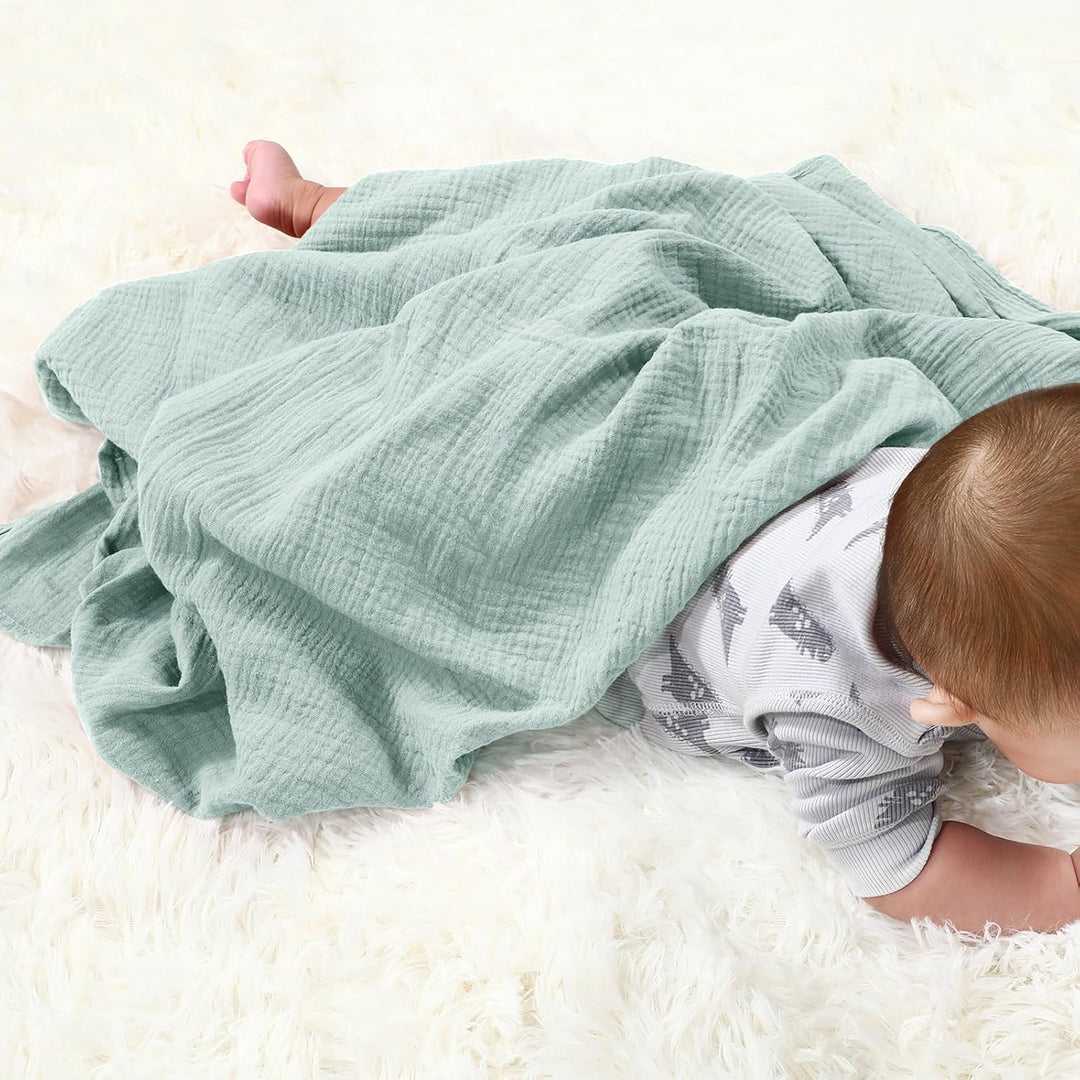 Peepeemax Baby Pucktuch für Neugeborene, Grosse Musselin Tuch 100x100cm, Weich Atmungsaktiv Baumwoll