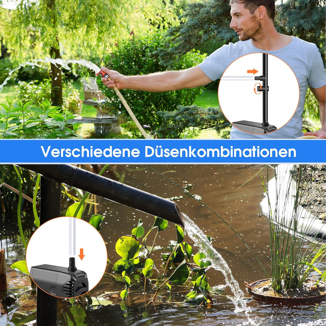 Biling 35W 1500l/h Solar Springbrunnen ohne Akku für Aussen Teiche bis 3000L, 35W