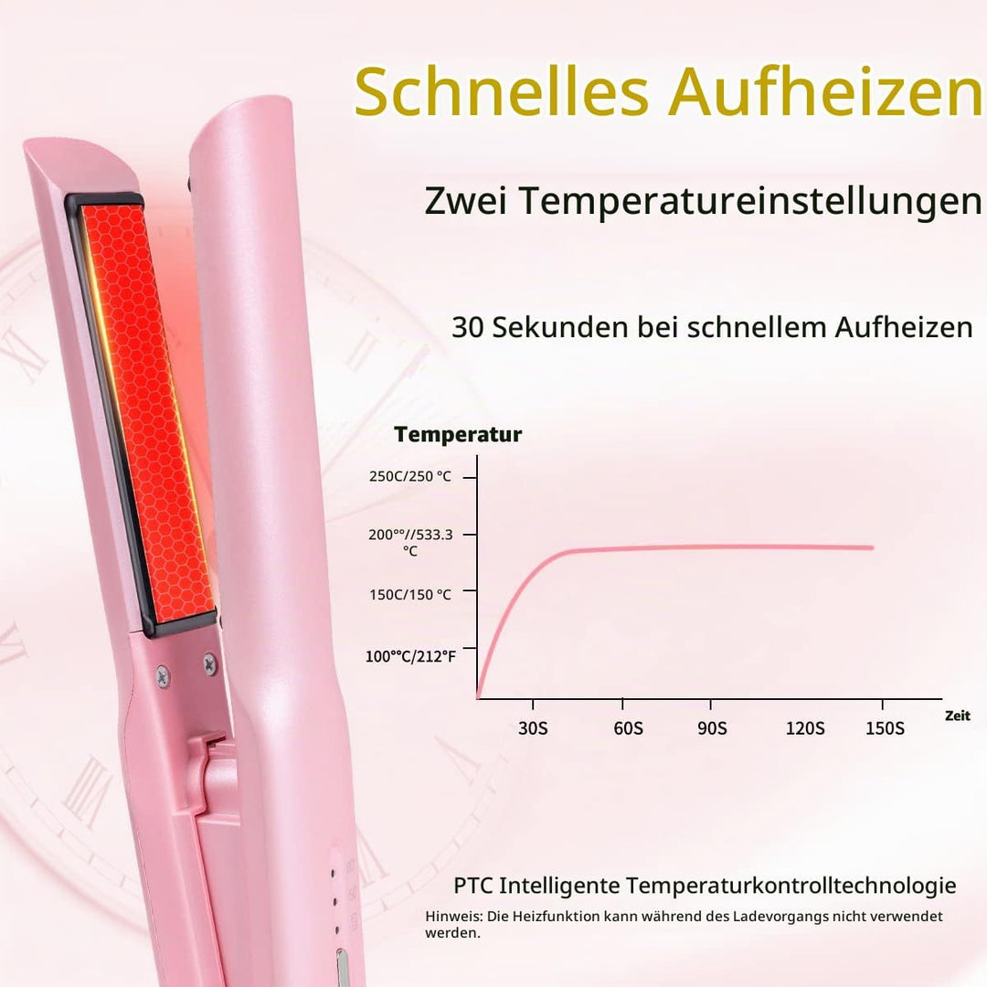 Kabelloser Haarglätter und Lockenwickler 2 in 1, Mini Haarglätter Und Lockenstab mit USB-C Aufladung