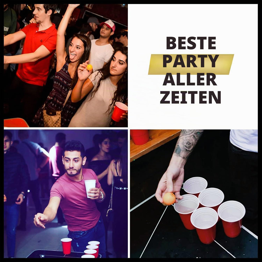 Beer Pong Original Cup® - Bierpong Tisch + 120 Becher + 6 Bälle - Zusammenklappbarer, transportabler